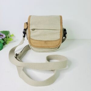 L.L. Bean Canvas Genuine Leather Safari Travel Small Crossbody Unisex Bag